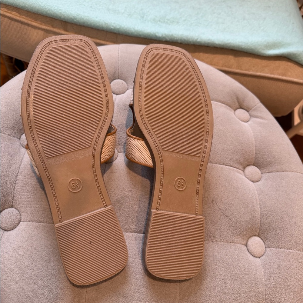 Neutral Beige Slide Sandals - a New Day Target 6.5 - Picture 3 of 8